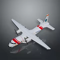 Harbin Twin Engine Propeller Model Airplane with White Red Stripes and Tail Fin Logo