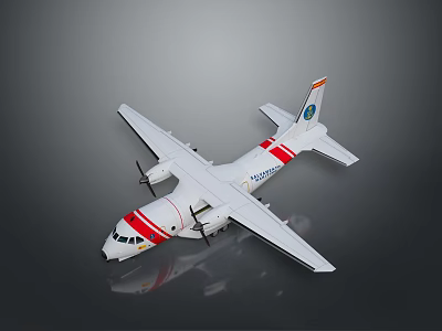 Harbin Twin Engine Propeller Model Airplane with White Red Stripes and Tail Fin Logo 3d model