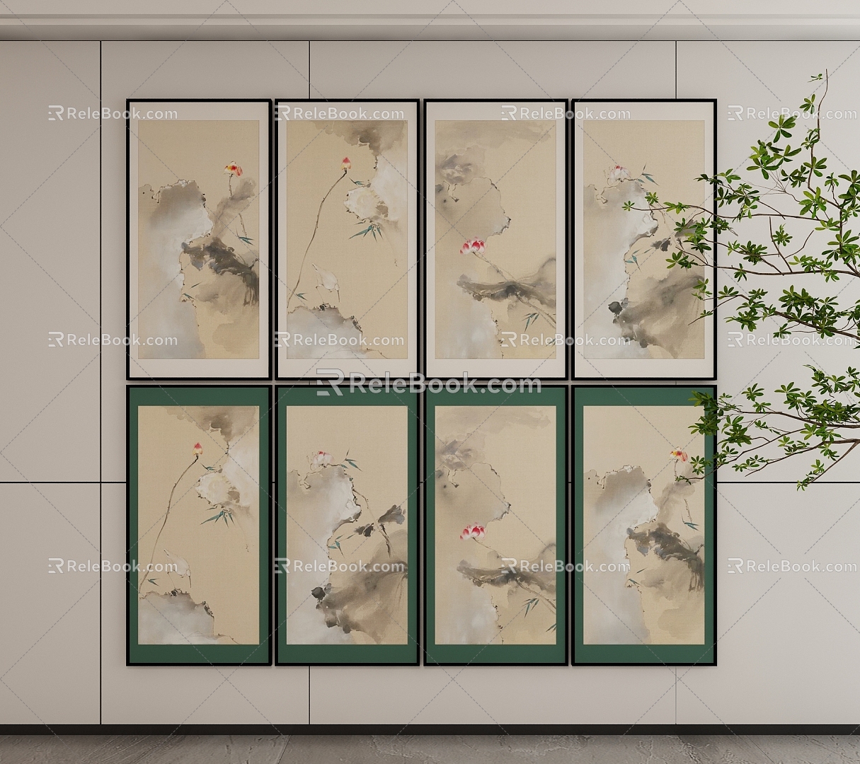 New Chinese Style Decorative Hanging Painting 3d model