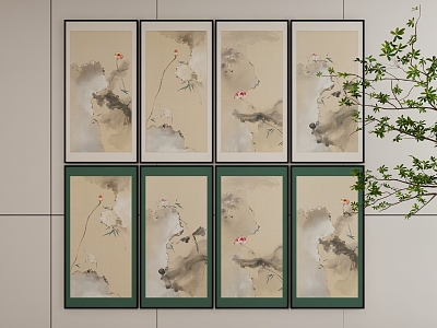 New Chinese Style Decorative Hanging Painting 3d model