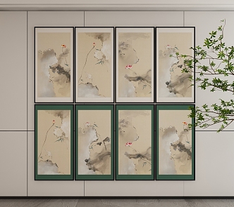 New Chinese Style Decorative Hanging Painting 3d model