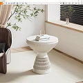 Minimalist Living Room Interior With White Hollow Design Side Table And Books Glass Plant