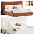 Stylish Soft Upholstered Double Bed With Comfortable Bedding Featuring Two Optional Colors For Modern Bedroom