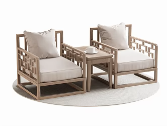 New Chinese Style Single Sofa Single Chair Leisure Chair 3d model