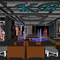 Modern Fitness Gym Interior With Boxing Ring Treadmills And Leather Sofas