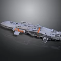 Futuristic Spacecraft Design with Gray Hull and Orange Accents for Deep Space Exploration