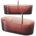 Modern Red Ribbed Transparent Bathtub With Layered Design And Chrome Faucet
