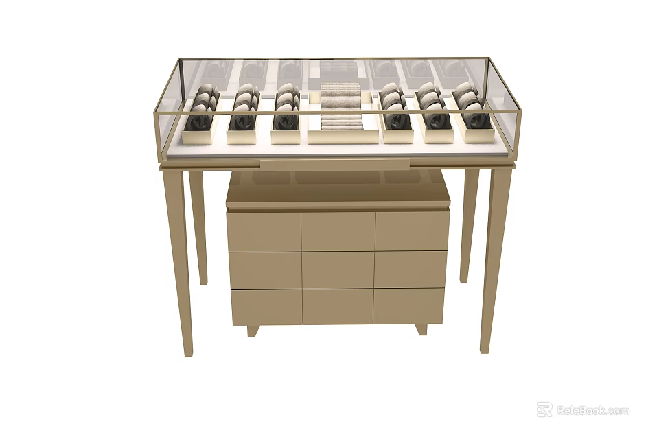 Elegant Modern Glass Covered Display Cabinet With Drawers For Jewelry Storage 3d model 