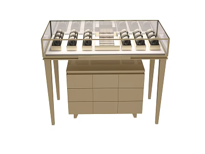 Elegant Modern Glass Covered Display Cabinet With Drawers For Jewelry Storage 3d model