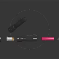 High Quality Portable Flashlight Equipment With Pink Battery Black Body And Accessories