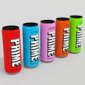 Colorful Red Blue Pink Orange and Green Prime Energy Drink Cans