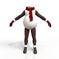 Snowman Costume Figure With White Bulky Belly Red Scarf Red Gloves And Brown Legs