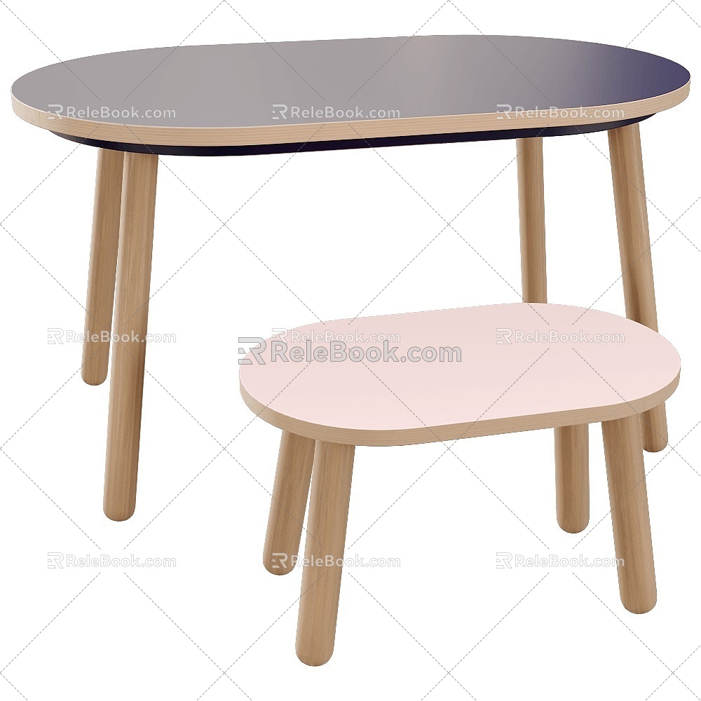 Modern Small Dining Table Children's Table 3d model