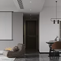 Modern Living and Dining Room Interior With Sofa Armchair And Large Windows For Natural Light