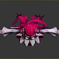 Anime Style Game And Movie Character With Pink Long Hair Crown And Wing Decorated Dress