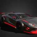 Black Supercar With Red Accents Sleek Design Front Fascia And Alloy Wheels