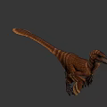 Realistic Feathered Dinosaur Model In Standing Pose With Detailed Texture