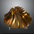Golden Industrial Turbine Equipment With Streamlined Blades And Central Hub