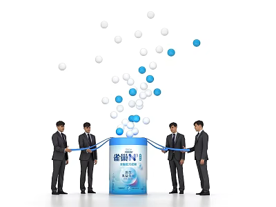 Jins Bay Project Launch Device with Ribbon Cutting by People and Rising Balloons 3d model