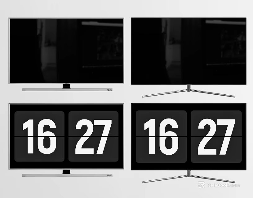 Modern Flat Screen TV With 16 27 Inch Sizes And Metal Stand Design 3d model 
