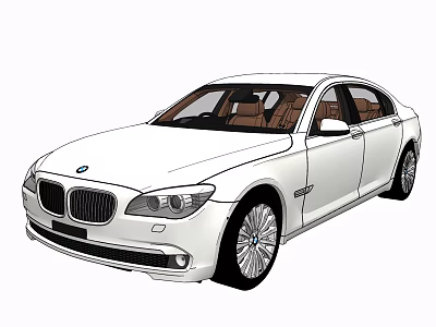 White Luxury Sedan Four Door Design With Brown Leather Interior And Sleek Lines 3d model