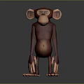 Cartoon Red Fur Monkey Character With Large Ears Standing In 3D Render 3d model