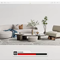 Quiet Sofa Tea Table Combination Sofa Coffee Table 3d model