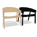 Two Modern Armchairs in Light and Black Colors with Minimalist Design