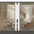 Modern Room Divider With Woven Palm Leaf Pattern And White Frame In Contemporary Living Space
