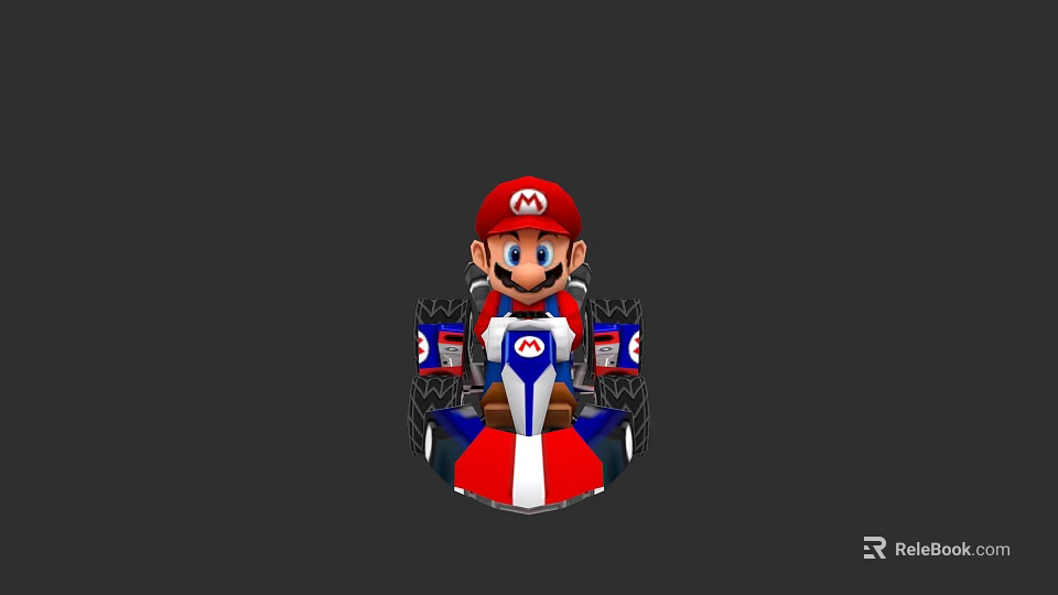 Fun Colorful Electric Toy Cartoon Character Driving Blue White Red Go Kart 3d model 