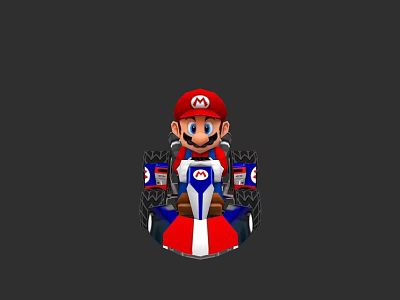 Fun Colorful Electric Toy Cartoon Character Driving Blue White Red Go Kart 3d model