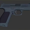 Modern Blue And Purple Pistol With Sleek Body And Tactical Grip Design