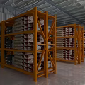 Industrial Warehouse Storage Racks With Metal Shelves Holding Stacked Goods