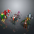 3D Character And Creature Models With Various Outfits And Colorful Designs 3d model