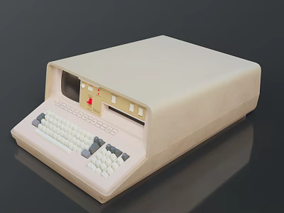 Vintage Computer With Keyboard Display Screen And Control Buttons Beige Casing 3d model