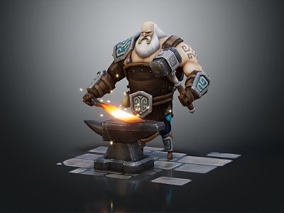 Modern Game Role Blacksmith Forger 3d model