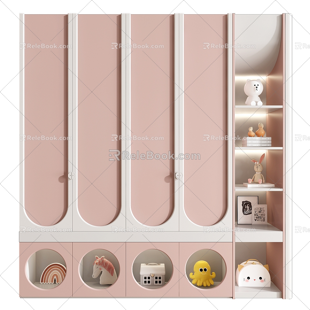 Modern Wardrobe Children's Wardrobe Bookcase Decorative Cabinet 3d model