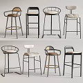Modern Bar Stools With Metal Frames Padded Seats And Diverse Designs 3d model