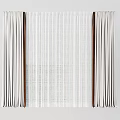 Light Colored Striped Curtains With Simple Modern Design And Soft Fabric 3d model