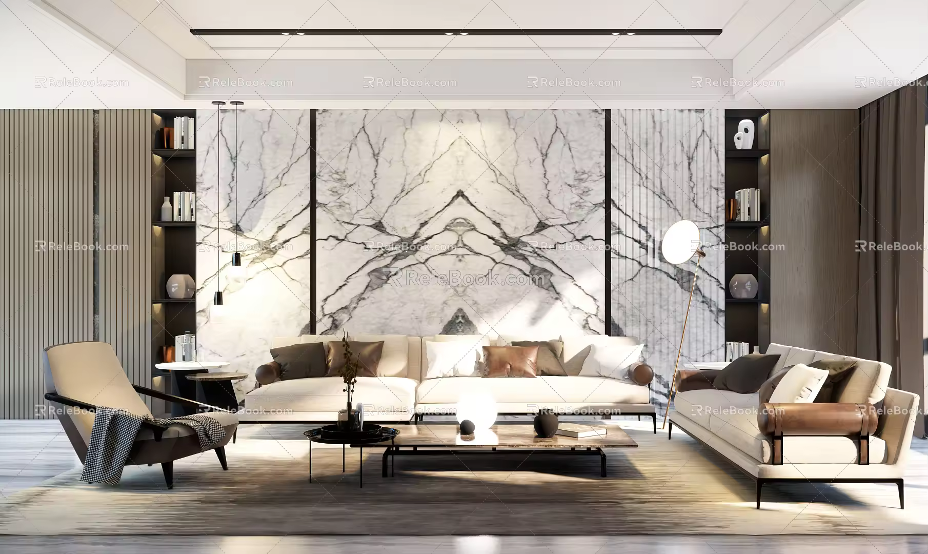 Modern sofa coffee table combination 3d model