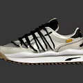 Stylish White And Black Sports Shoes With Thick Soles And Striped Laces Design