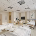 Modern Hospital Outpatient Ward Interior With Beds Cabinets And Decor