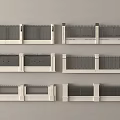 Building Facade Models Featuring White Walls And Gray Grilles With Different Designs 3d model
