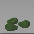 Three Fresh Green Avocados With Smooth Surface On Dark Background