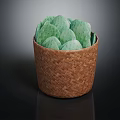 Brown Woven Storage Basket With Green Cactus Pads For Home Decor