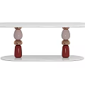 Modern Dining Table With White Tabletop And Stacked Colored Ball Legs Design 3d model