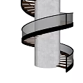 Modern Spiral Staircase Design With Concrete Central Column Glass Railing And Wooden Steps