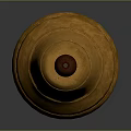 Golden Bell with Wooden Handle and Polished Brass Surface on Black Background