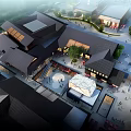 Chinese Architectural Commercial Street Night View With Bright Lighting And Greenery Surroundings