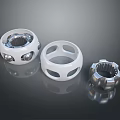 White And Silver Mechanical Bearing Components With Hollow Design And Metal Structure